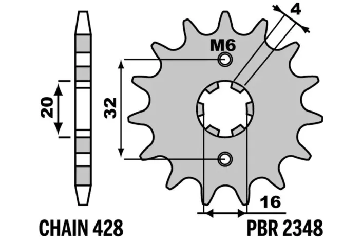Pignon PBR acier standard - 428