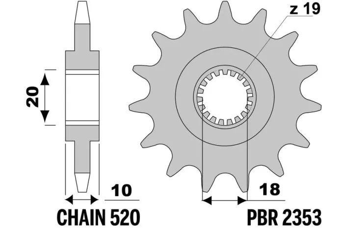 Pignon PBR acier standard - 520
