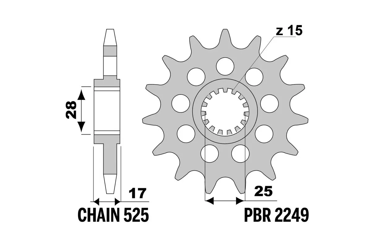 Pignon PBR acier anti-bruit - 525