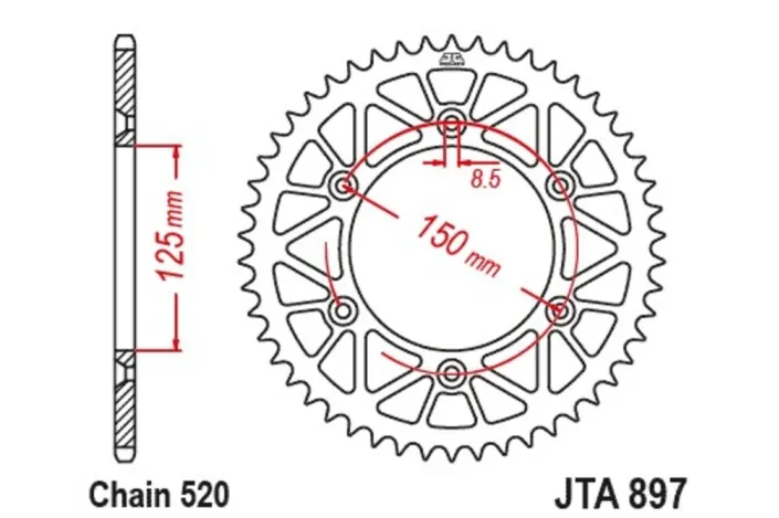 Couronne JT SPROCKETS alu standard - 520