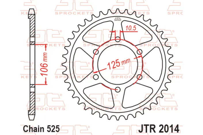 Couronne JT SPROCKETS acier standard - 525