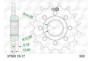 Kit chaîne AFAM 520 XHR4 - 16/43-110 - Couronne acier standard