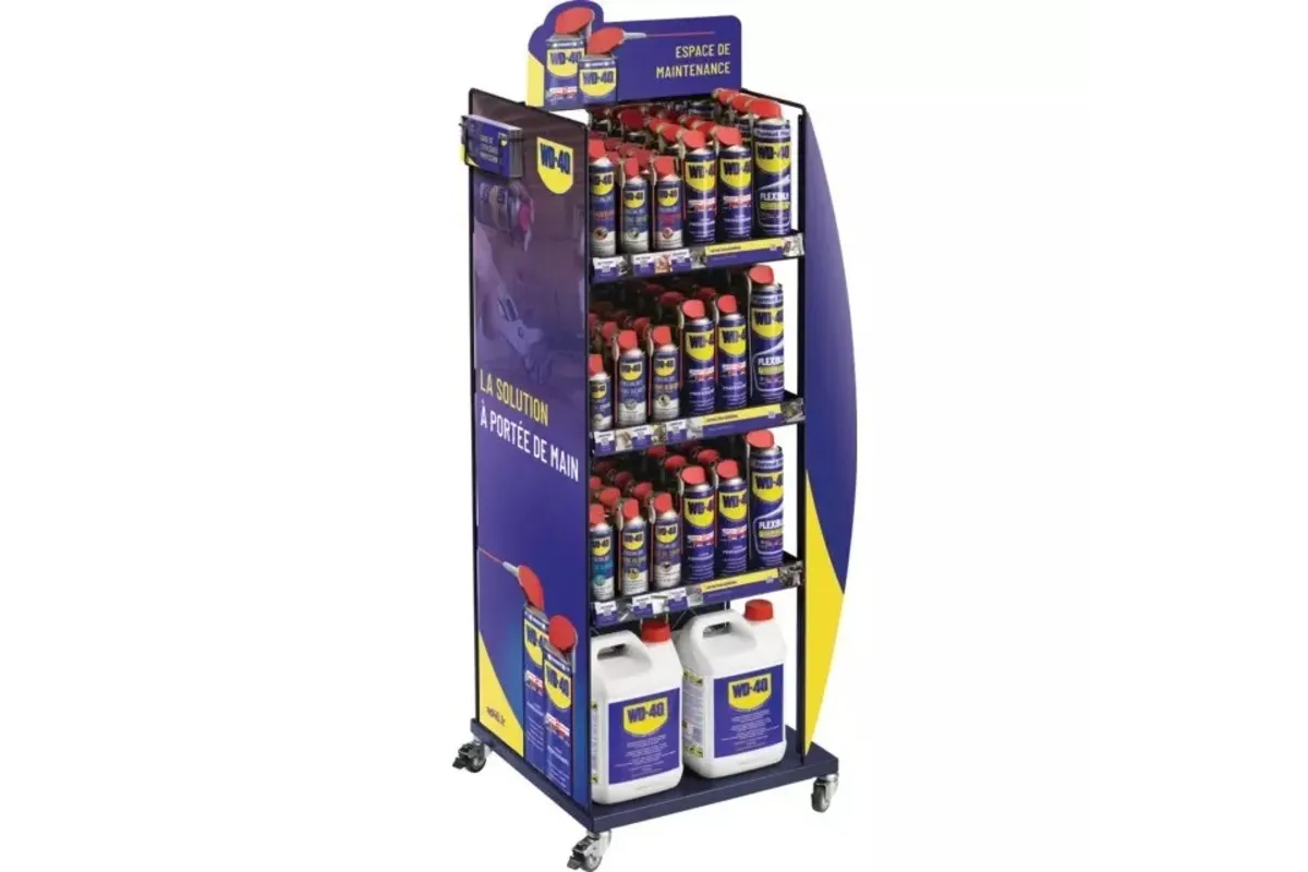 Présentoir métal sur roues WD-40 capacité 108 unités