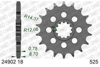 Kit chaîne AFAM 525 XHR4 - 18/46-118 - Couronne acier standard