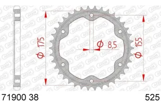 Kit chaîne AFAM 525 XHR4 - 17/38-118 - Couronne acier standard