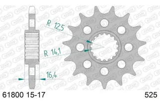 Kit chaîne AFAM 525 XHR4 - 17/42-118 - Couronne acier standard