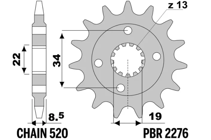 Pignon PBR acier standard - 520