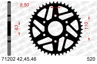 Kit chaîne AFAM 520XLR2 14/43-118 - couronne standard