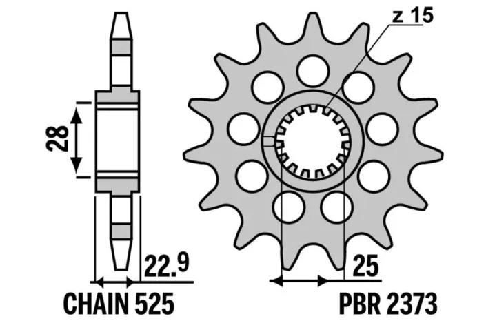 Pignon PBR acier standard 2373 - 525