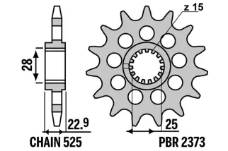 Pignon PBR acier standard 2373 - 525