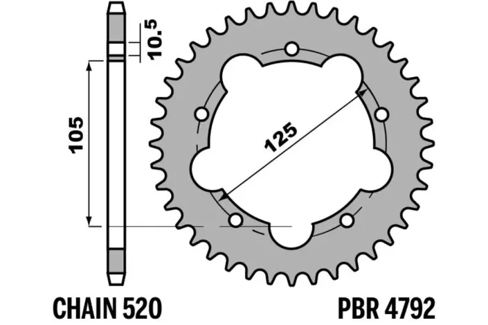 Couronne PBR acier C45 standard 4792 - 520