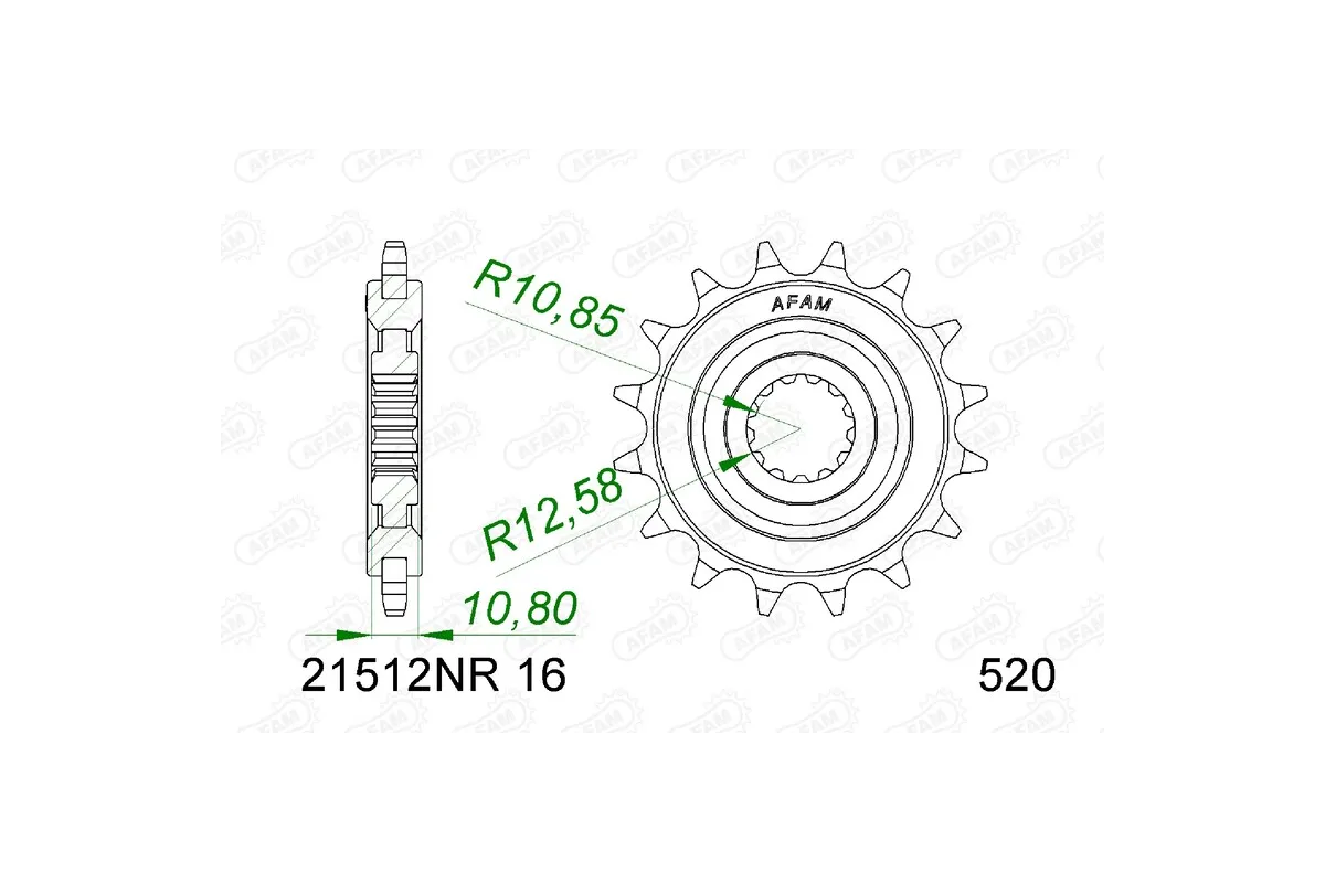 Pignon AFAM acier anti-bruit 21512NR - 520