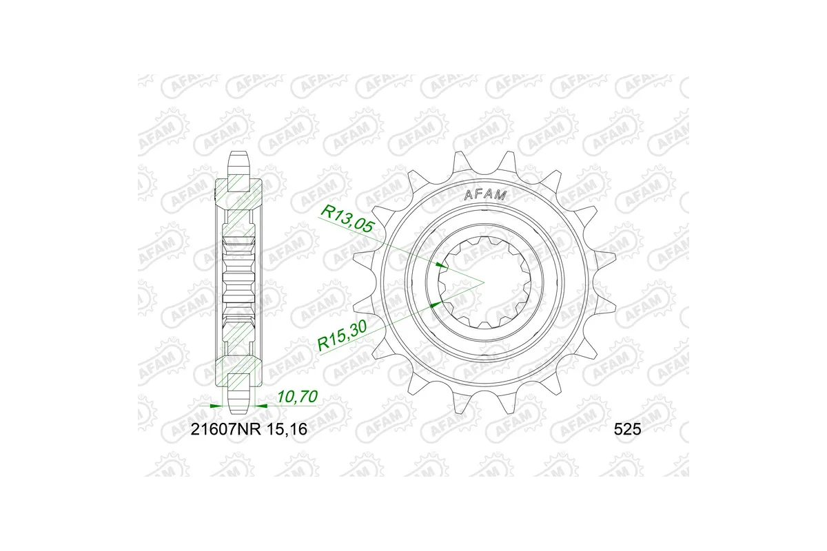 Pignon AFAM acier anti-bruit 21607NR - 525