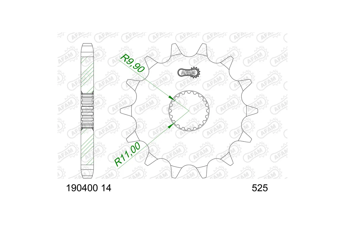 Pignon AFAM acier standard 190400 - 525
