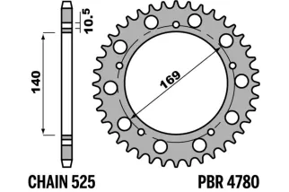 Couronne PBR acier C45 standard 4780 - 525