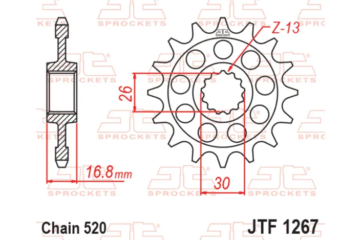 Pignon JT SPROCKETS acier anti-bruit 1267 - 520