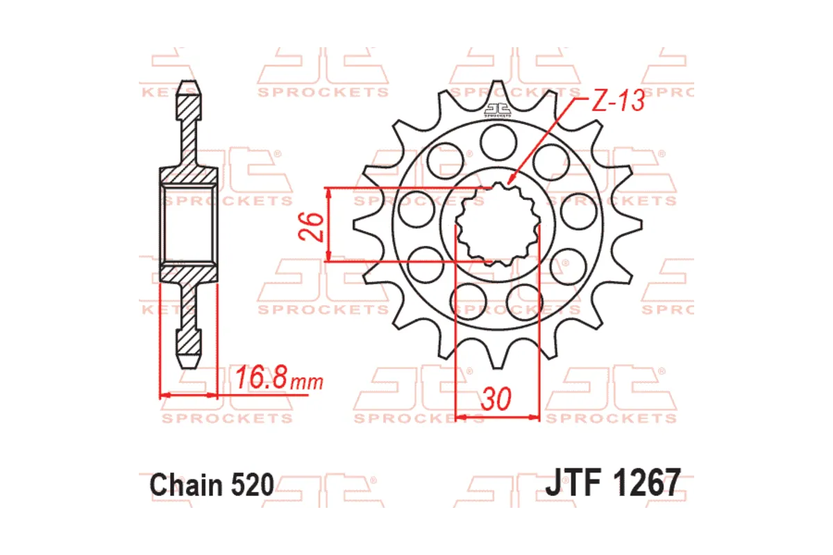 Pignon JT SPROCKETS acier anti-bruit 1267 - 520
