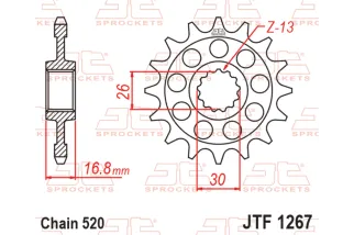 Pignon JT SPROCKETS acier anti-bruit 1267 - 520