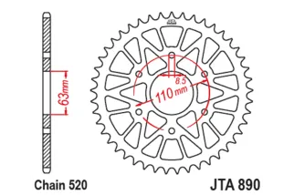 JT SPROCKETS Aluminium Rear Sprocket 890 – 520