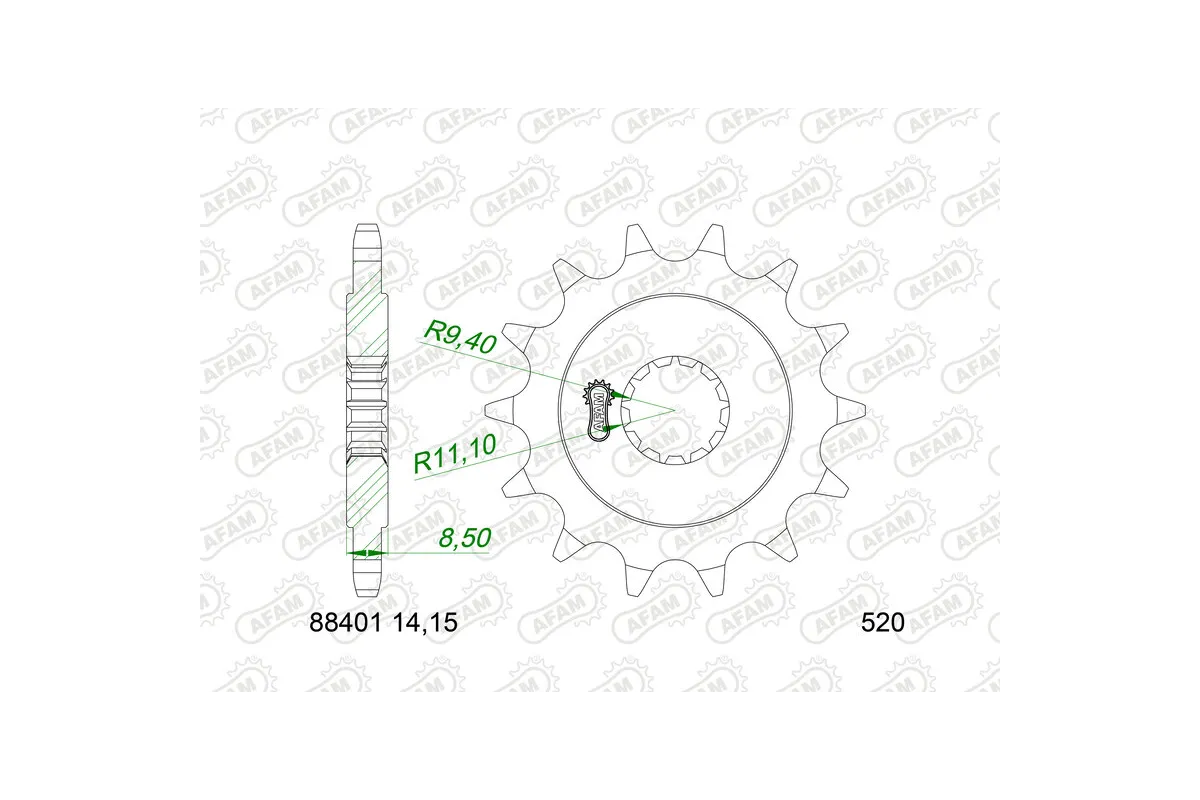 Pignon AFAM acier standard 88401 - 520