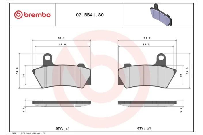 Plaquettes de frein BREMBO métal fritté - 07BB4180