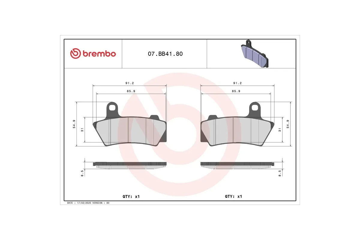 Plaquettes de frein BREMBO métal fritté - 07BB4180