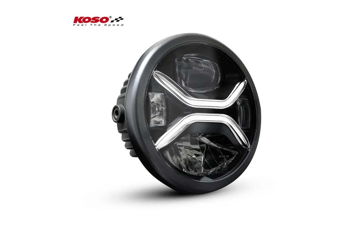 KOSO LED XENITH Headlight, Black, Side Mount