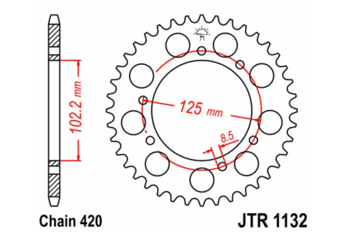 Couronne JT SPROCKETS acier standard 1132 - 420
