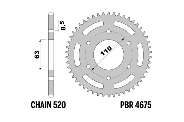 Pignon PBR acier standard 4675 - 520
