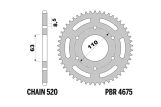 Pignon PBR acier standard 4675 - 520
