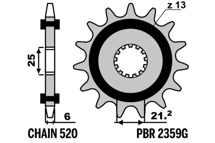 Pignon PBR acier standard 2359G - 520