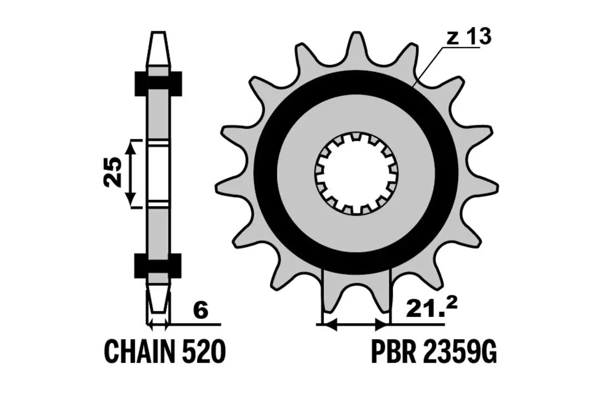 Pignon PBR acier standard 2359G - 520