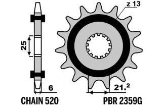 Pignon PBR acier standard 2359G - 520