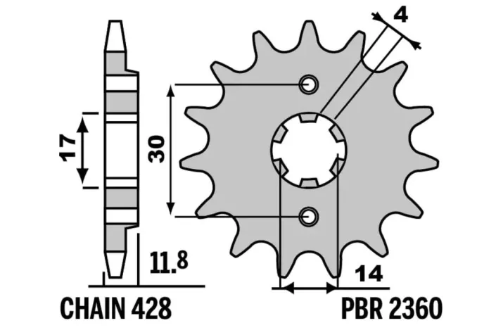 Pignon PBR acier standard 2360 - 428