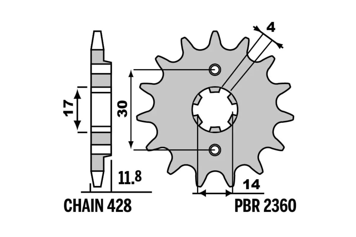 Pignon PBR acier standard 2360 - 428