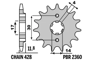 Pignon PBR acier standard 2360 - 428