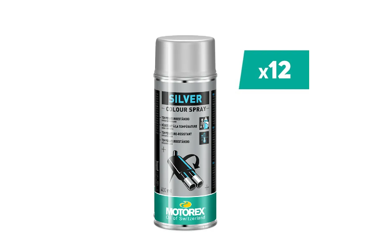 Vernis argent MOTOREX Colour Spray - 500 ml x12
