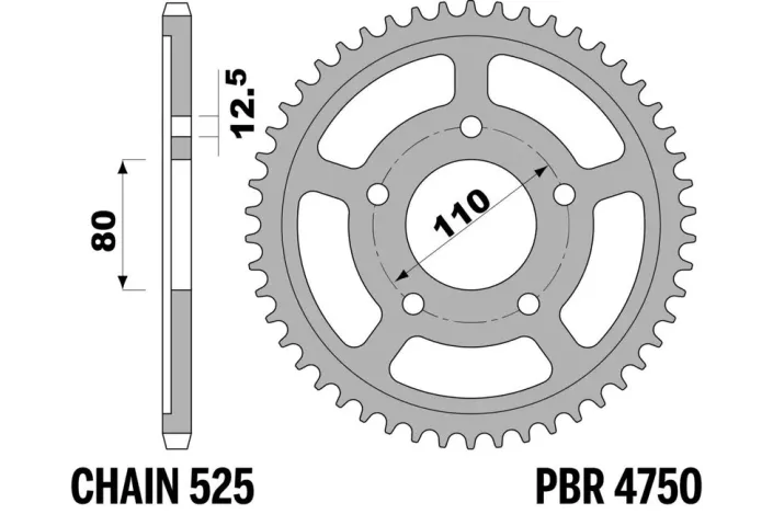 Couronne PBR acier C45 standard 4750 - 525