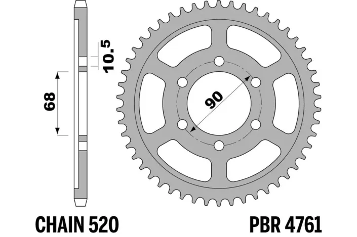 Couronne PBR acier C45 standard 4761 - 520