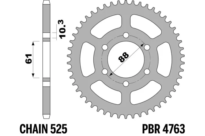 Couronne PBR acier C45 standard 4763 - 525
