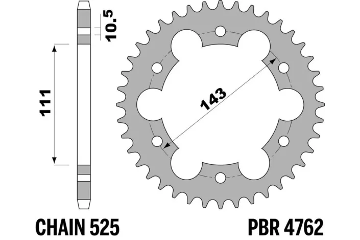 Couronne PBR acier C45 standard 4762 - 525