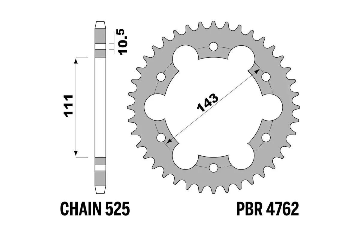 Couronne PBR acier C45 standard 4762 - 525