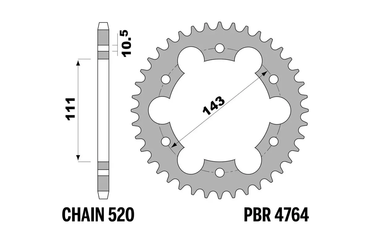 Couronne PBR acier C45 standard 4764 - 520