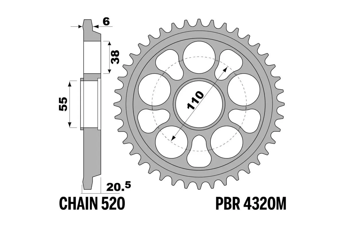 Couronne PBR aluminium ultra-light anodisé dur 4320M - 520
