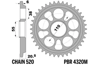 Couronne PBR aluminium ultra-light anodisé dur 4320M - 520