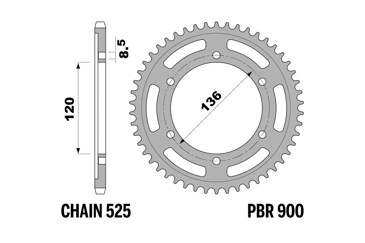 Couronne PBR acier C45 standard 900 - 525