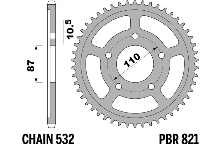 Couronne PBR acier C45 standard 821 - 532