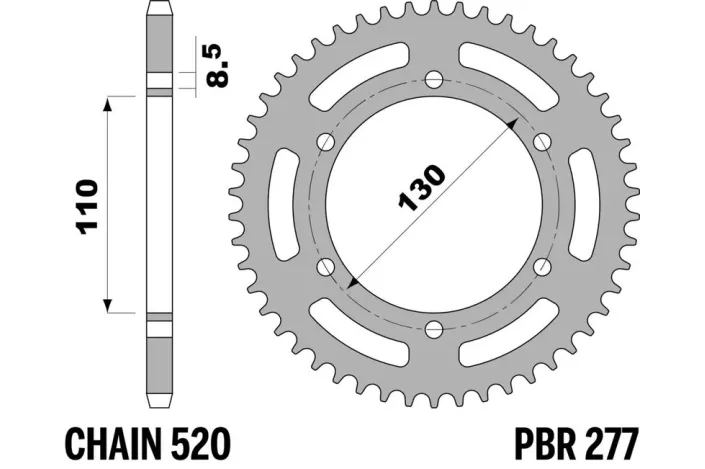 Couronne PBR acier C45 standard 277 - 520