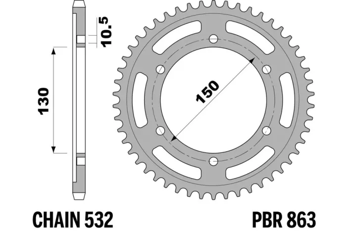 Couronne PBR acier C45 standard 863 - 532