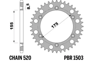 Couronne PBR aluminium ultra-light 1503 - 520